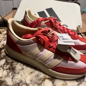 Adidas Women's Red and Beige Sneakers run 70 2.0 rare find!